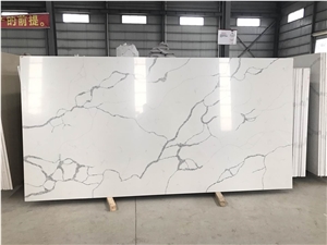 Artificial Calacatta Marble Slabs,Man-Made Quartz Stone Slabs,White Quartz Stone Slabs