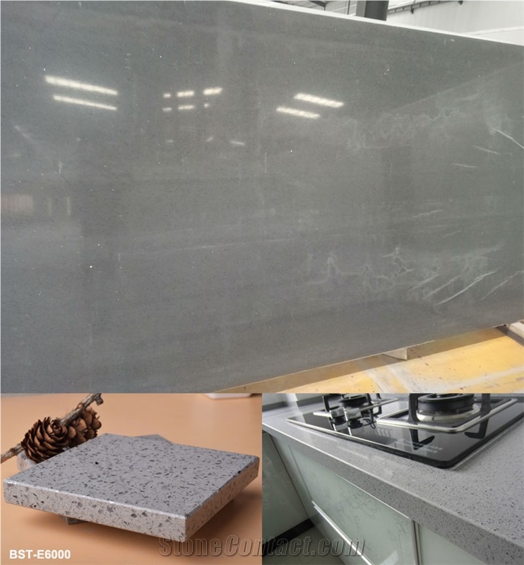 Grey Galaxy Quartz Stone Slabs Polished Surface