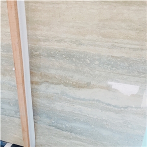 Italy Blue Color Travertine Marble Blue Vein Travertine Ocean Blue Travertine 2cm Big Slabs