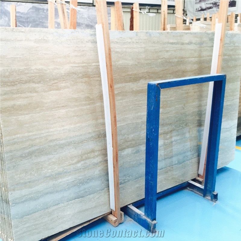 Italy Blue Color Travertine Marble Blue Vein Travertine Ocean Blue Travertine 2cm Big Slabs