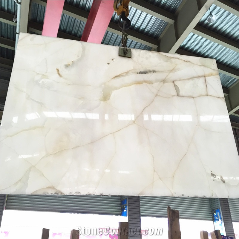 Polished Backlit Onyx Slabs, Naghadeh White Onyx Slab, Persian White Onyx Big Slabs,Snow White Onix Onice Slab,Gold White Onix Slab