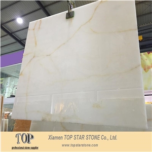 Polished Backlit Onyx Slabs, Naghadeh White Onyx Slab, Persian White Onyx Big Slabs,Snow White Onix Onice Slab,Gold White Onix Slab