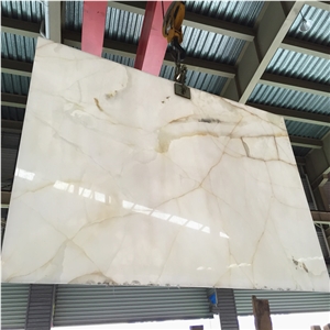 Polished Persian White Onyx Slab 2cm Thickness, Pure White Onyx,Iran Gold White Onyx Slab,Snow White Onyx,Golden White Onyx Slab