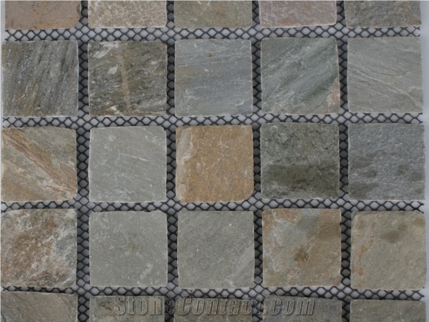 Beige Mosaic Tiles, Tumbled Brick Strip Brick Mosaics,Split Face Mosaic Pattern for Wall Floor, Nature Slit Stone Pebble Chipped Linear Strips