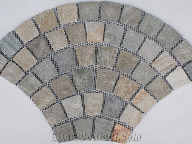 Beige Mosaic Tiles, Tumbled Brick Strip Brick Mosaics,Split Face Mosaic Pattern for Wall Floor, Nature Slit Stone Pebble Chipped Linear Strips