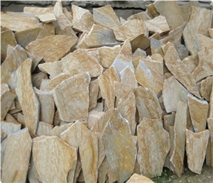 Beige Quartzite Random Flagstones Paver, Golden Quartzite Irregular Flagstone Stone, Random Flagstone Courtyard Paving , Raw Material , Irregular