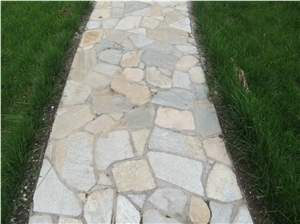 Beige Quartzite Random Flagstones Paver, Golden Quartzite Irregular Flagstone Stone, Random Flagstone Courtyard Paving , Raw Material , Irregular
