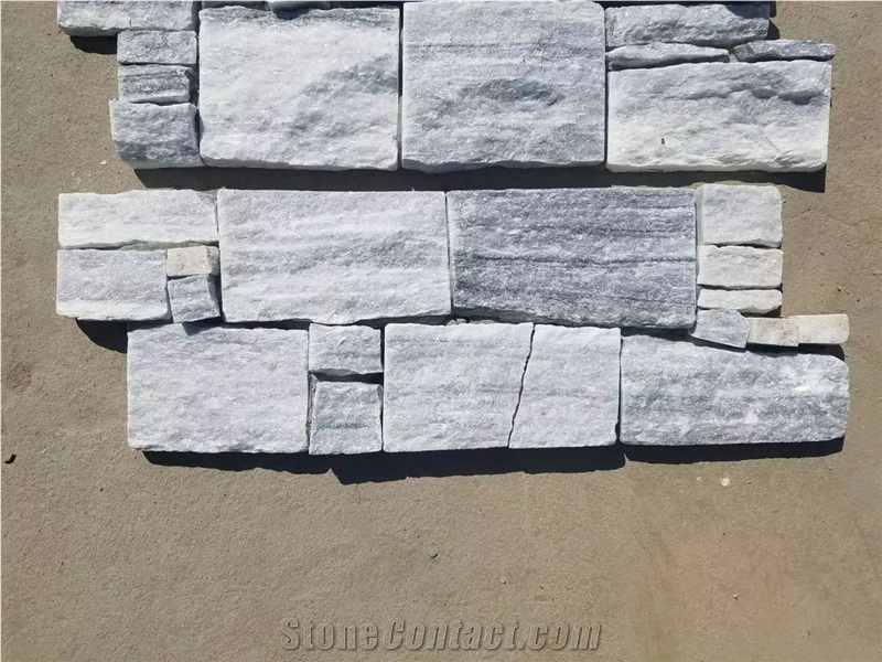 Cloudy Grey Marble Stone Veneer ,Natural Stone Veneer ,White and Grey Marble Stacked Stone Wall Cladding Stone ,Alaska Gray Brick Stone