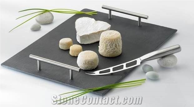 Dinner Black Slate Stone Plate,Black Slate Kitchen Accessories and Utensils, Food Trays,Natural Stone Dishes,Cookware