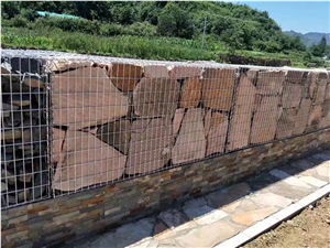 Quartzite Loose Ledge Stone,Quartzite Field Stone,Random Wall Cladding,Landscaping Stone Cladding, Natural Stone Cladding + Steel Net