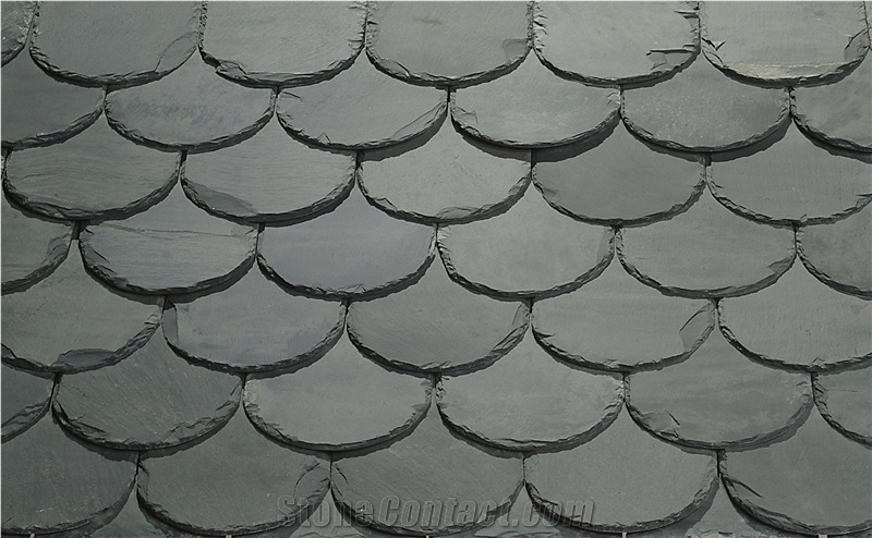 Rectangular Black Slate Roofing Tile, Sides Natural Split and Cut , with Pre-Drilled Holes,Honed Surface and Natural Surface, Black Slate Roof Tiles .