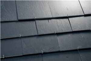Rectangular Black Slate Roofing Tile, Sides Natural Split and Cut , with Pre-Drilled Holes,Honed Surface and Natural Surface, Black Slate Roof Tiles .