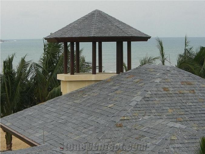 Rusty and Black Slate Roofing Tile Mix Colors Square Shape/Slate Roofing Tiles/Black Slate Roof Tiles/Roof Covering and Coating/Natural Stone