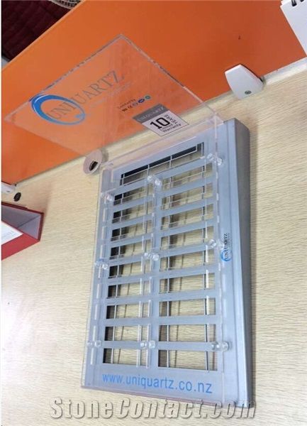 Sr022 Stone Tile Counter Metal Display Rack for Marble/Quartz/Granite Sample with Logo Printed