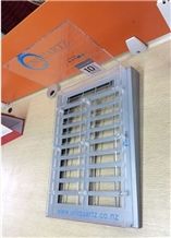 Sr022 Stone Tile Counter Metal Display Rack for Marble/Quartz/Granite Sample with Logo Printed