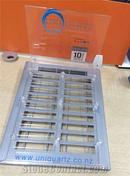 Sr022 Stone Tile Counter Metal Display Rack for Marble/Quartz/Granite Sample with Logo Printed
