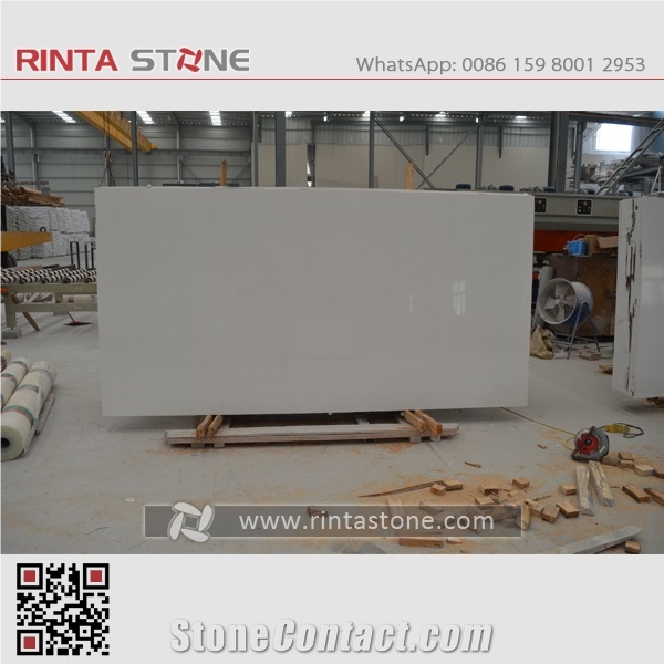 Snow Ice White Artificial Marble Stone Man Made Quartz Pure Crystal Absolute Milk Slabs Tiles