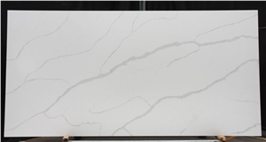 Calacatta White Marble Look Quartz Stone Solid Surfaces Polished Slabs Tiles Engineered Stone Artificial Stone Slabs for Hotel Kitchen