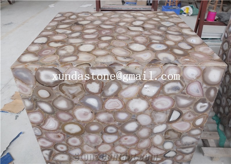 Gemstone Slabs, Semi Precious Slabs Grey Agated Slab Tiles Backlit