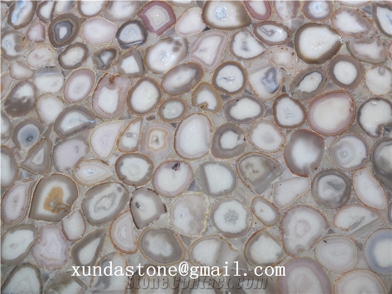 Gemstone Slabs, Semi Precious Slabs Grey Agated Slab Tiles Backlit