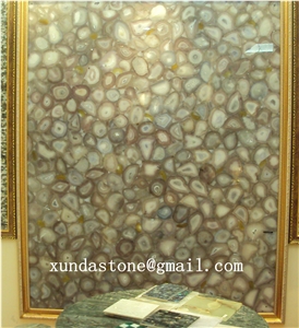 Gemstone Slabs, Semi Precious Slabs Grey Agated Slab Tiles Backlit