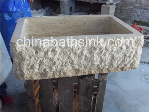 Beige Travertine Farmhouse Sink, Kitchen Sink, Wash Basin,Marble Sink