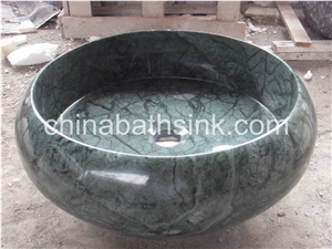 Big Flower Green Marble Sink,Polihsed Verde Alpi Round Sink,Green Marble Bath Basins,Wash Bowls