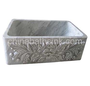 Carrara White Marble Kitchen Sink, Marble Farmhouse Sink,
