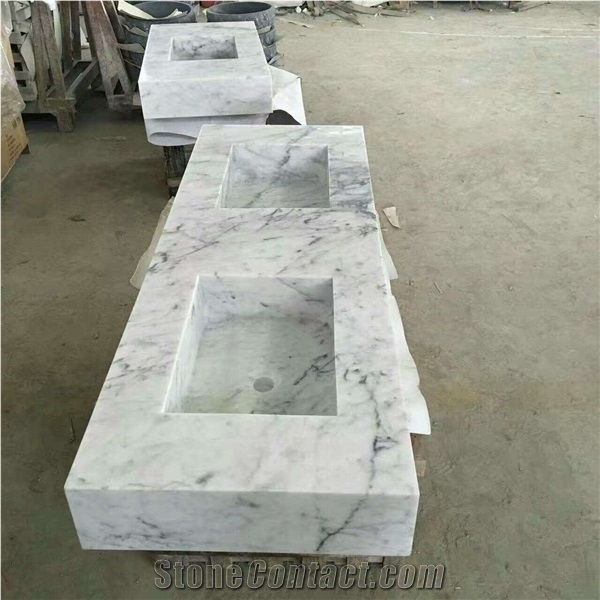 Carrara White Marble Wash Basin, Stone Bowl, Natural Stone Sink