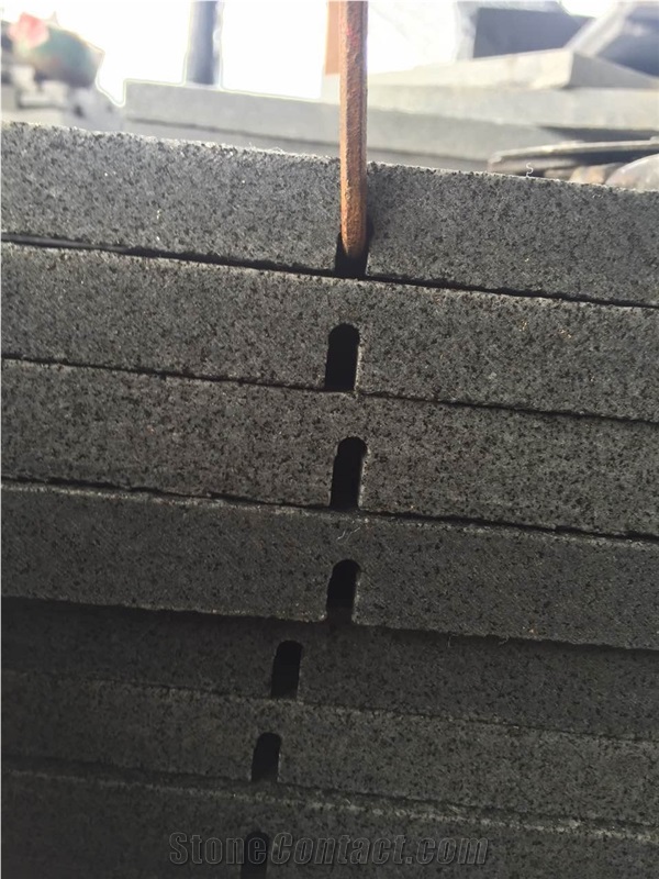 China Padang Dark Granite G654 Walling Tiles with Hole,Dark Grey Granite G654 Precast Tile, China Granite G654 Flamed with Holes for Wall Cladding