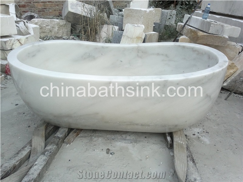 G.X White Marble Standard Bathtub, Hotel Tub