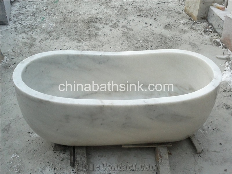 G.X White Marble Standard Bathtub, Hotel Tub