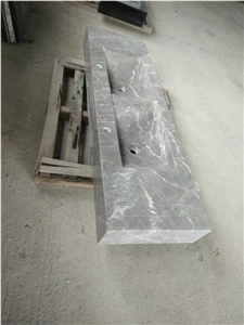 Multicolor Grey Marble Basin, Stone Square Sink, Bathroom Vessel Sink