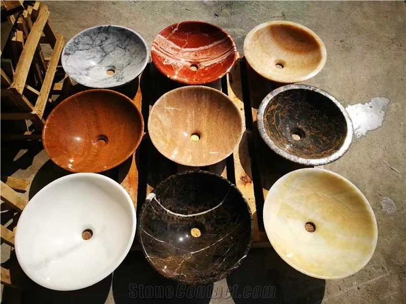 Natural Stone Round Vessel Sink, Stone Bowl, Stone Wash Basin, Marble Sink