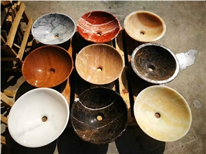 Natural Stone Round Vessel Sink, Stone Bowl, Stone Wash Basin, Marble Sink