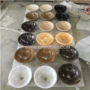 Natural Stone Round Vessel Sink, Stone Bowl, Stone Wash Basin, Marble Sink