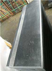 Padang Dark Granite Steprs /Raiser , China Impala Black Granite Stariscase with Flamed Anti Slip