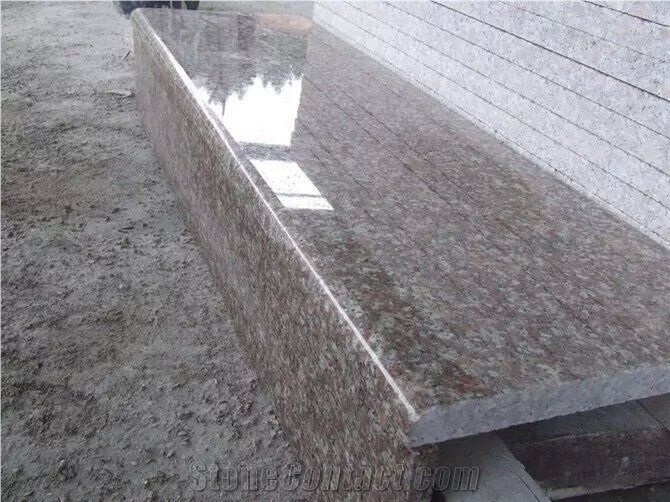 Red Granite G664 Granite Stairs,Pink Granite Step Stair Riser,Bainbrook Brown Step,Anti Slip Groove