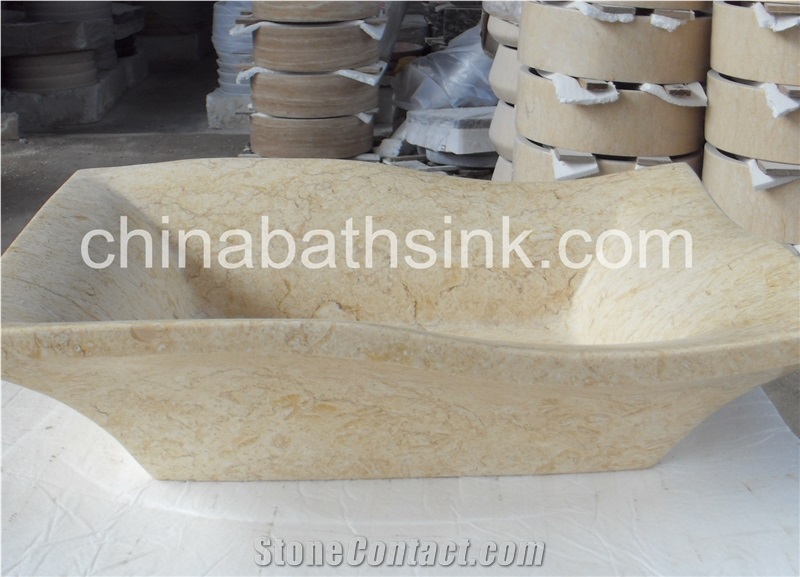 Sunny Yellow Marble Wash Basin, Stone Vessel Sink, Stone Bowl.