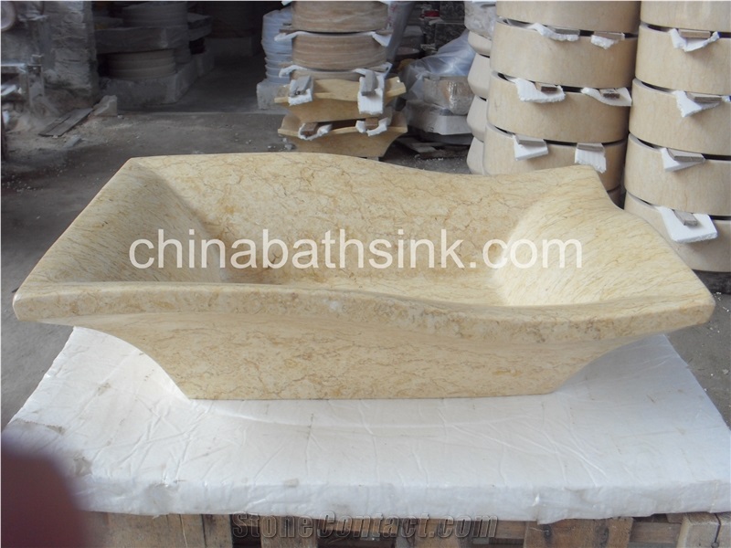 Sunny Yellow Marble Wash Basin, Stone Vessel Sink, Stone Bowl.
