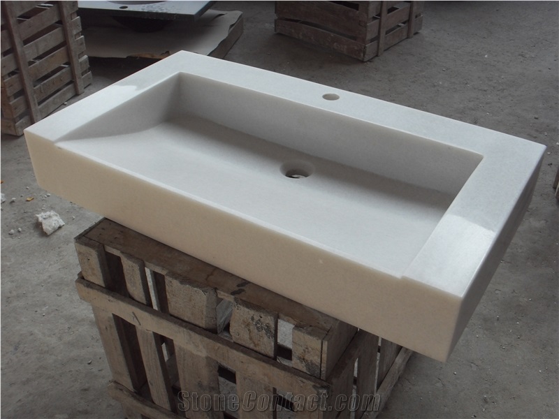 White Marble Rectangle Sink, White Marble Vessel Wash Basin,Rectangle Wash Basin