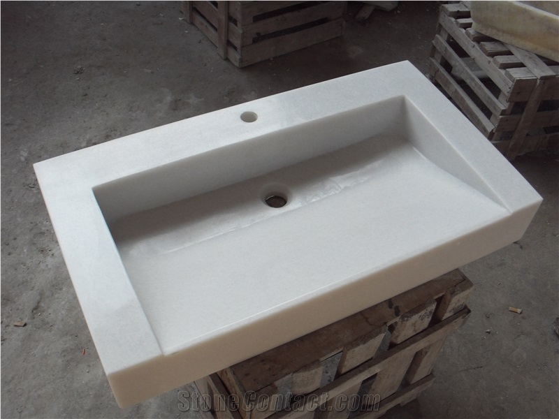 White Marble Rectangle Sink, White Marble Vessel Wash Basin,Rectangle Wash Basin