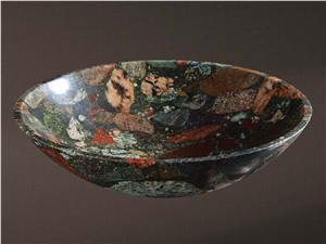 Wash Basins Multicolor Marble Basins in Round and Rectangle Shapes
