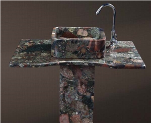 Wash Basins Multicolor Marble Basins in Round and Rectangle Shapes