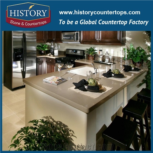 2017 Best Price Beautiful Engineered Stone Kitchen Countertops,Polishing Engieered Kitchen Tops,Solid Surface Custom Countertop, Island Tops for Sale