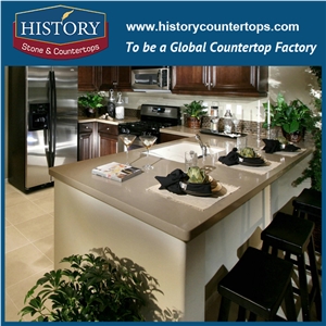 2017 Best Price Beautiful Engineered Stone Kitchen Countertops,Polishing Engieered Kitchen Tops,Solid Surface Custom Countertop, Island Tops for Sale
