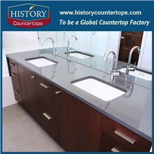 2017 China Hitstory Stone Own Factory California Grey Quartz Polishing Bathroom Countertops,Solid Surface Vanity Tops,Bath Tops for Project
