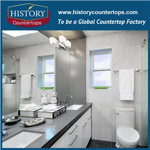 2017 New Style Own Factory High Quality Polished Countertops California Grey with Customized Edges, Solid Surface Bathroom Tops, Custom Vanity Tops