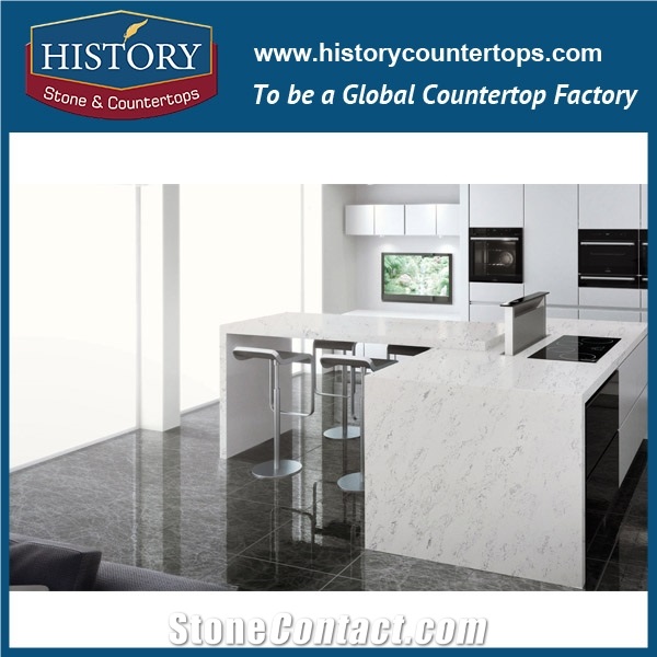 2017 Own Factory and Quarry from China Histoy Companys Quartz Stone,White Quartz Kitchen Counterops,Kichen Island Tops,Bench Tops