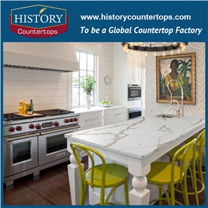 2017 Wholesale Manufacture Professional Quartz Stone Countertops,Calacatta Gold Engineered Stone Kitchen Island Tops,Kitchen Table Tops,Custom Tops